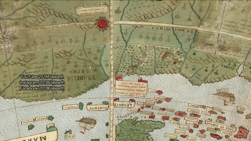 Flat Earth Map Shows what is behind the Ice wall by Monte (Monti), Urbano 1587  2018Flatearth